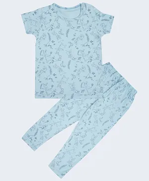 Taatoom Half Sleeves Bunny Printed Night Suit - Blue