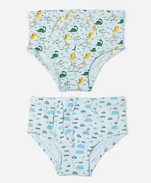Keebee Organics Pack Of 2 Dino Print Briefs - White