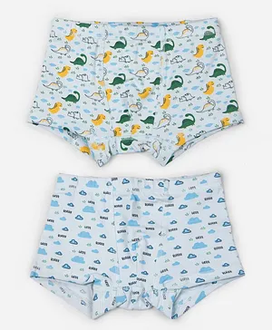 Keebee Organics Pack Of 2 Dino Print Briefs - White