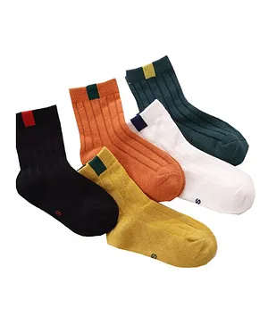 MOMISY Regular Length Socks Solid Colour Pack of 5 - Multicolour