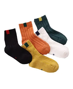 MOMISY Regular Length Socks Solid Colour Pack of 5 - Multicolour