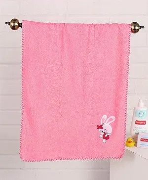 Babyhug Bath Towel Bunny Embroidery - Pink