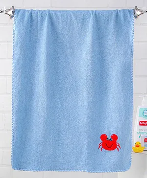 Babyhug Bath Towel Crab Embroidery - Blue