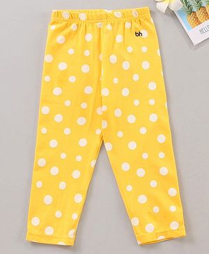 Babyhug Full Length Leggings Polka Dots Print - Yellow
