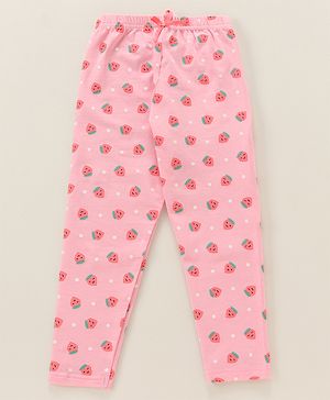 Babyhug Full Length Leggings Strawberry Print - Candy Pink