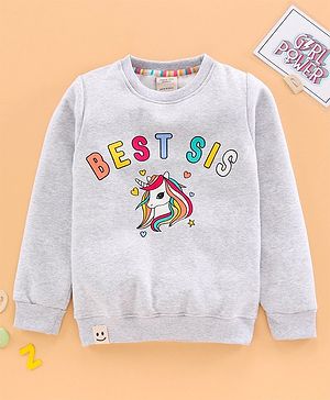 Ollypop Full Sleeves Printed Sweatshirt - Grey