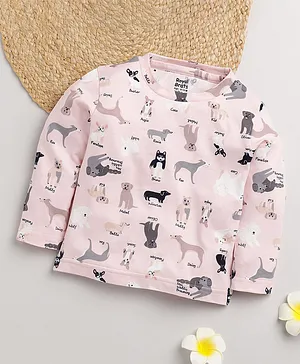 ROYAL BRATS Full Sleeves Dog Print Tee - Pink