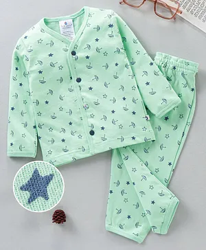 First Smile Full Sleeves Pyjama Sets - Green