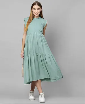 MomToBe Sleeveless Solid Colour Maternity Dress - Light Green