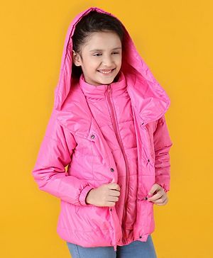 Pine Kids Full Sleeves Medium Winter Double Layered Padded Jacket - Pink