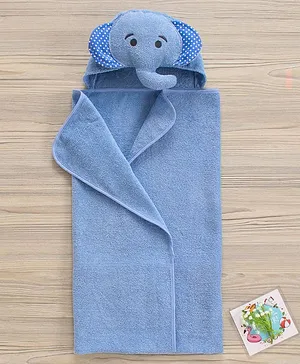 Babyhug Hooded Towel Elephant Print - Blue