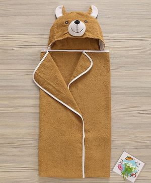 Babyhug Hooded Towel Bear Print - Brown