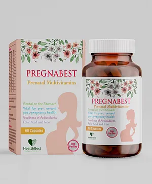 HealthBest Pregnabest Pre-natal Multivitamin with Folic Acid Iron - 60 Capsules