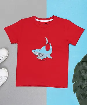 Zion Short Sleeves Shark Print Tee - Red