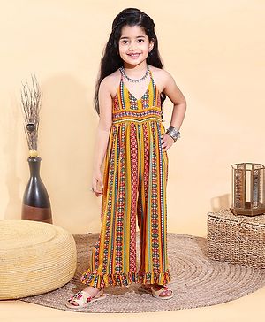 Babyhug Sleeveless Printed Ethnic Jumpsuit - Yellow