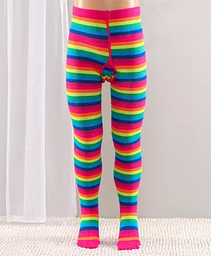 Cute Walk by Babyhug Full Length Anti-Bacterial Striped Tights - Multicolor