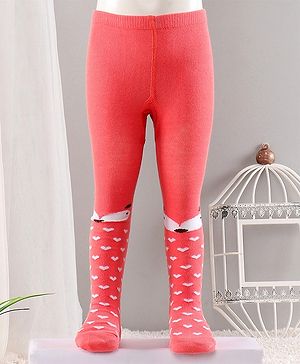 Cute Walk by Babyhug Cotton Antibacterial Footed Tights Heart Design - Orange