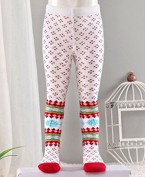 Cute Walk by Babyhug Cotton Antibacterial Footed Tights Floral Design - Pink White