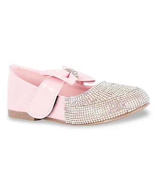 Mine Sole Stone & Bow Detailing Ballerinas - Pink