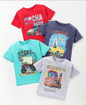 The Boo Boo Club Half Sleeves Text Print Pack Of 4 Tee - Multi Color