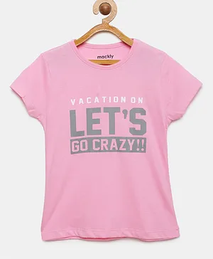 Mackly Short Sleeves Lets Go Crazy Printed Tee - Light Pink