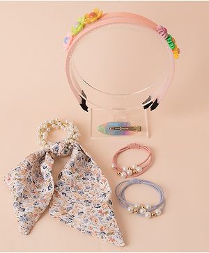 Pine Kids Hair Accessories Combo Free Size Pack of 5 - Multicolor