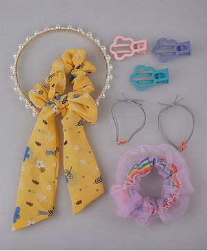 Pine Kids Hair Accessories Combo Free Size Pack of 8 - Multicolor