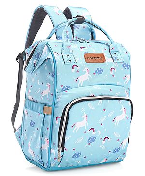 Babyhug Diaper Backpack Unicorn Print - Blue