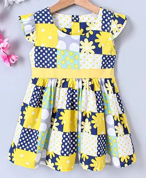 CHICKLETS Short Sleeves Floral Print Dress - Multi Colour