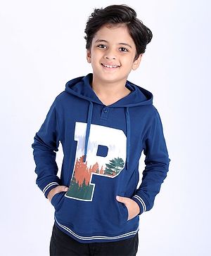 Pine Kids Full Sleeve Biowash Sweatshirts Text Print - Navy