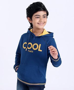Pine Kids Full Sleeve Biowash Sweatshirts Cool Times Print - Blue