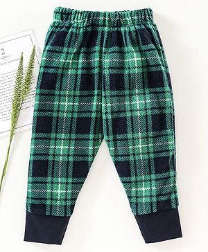 CrayonFlakes Checkered Full Length Polar Fleece Joggers - Green