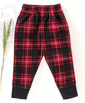 CrayonFlakes Full Length Checked Polar Fleece Joggers - Red