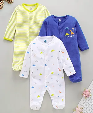 I Bears Full Sleeves Romper Striped Pack of 3 - Multicolor