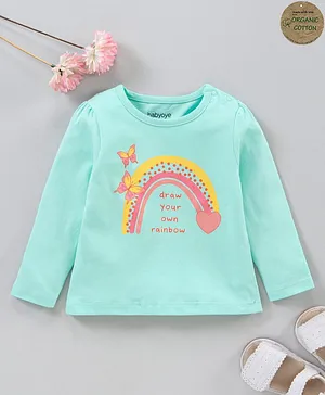 Babyoye Full Sleeves Organic Cotton T-Shirt Butterfly Print - Blue