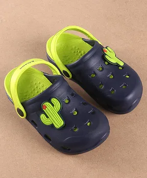 Pine Kids Clogs Cactus Patch - Navy Blue Light Green