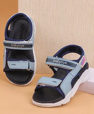 Babyoye Sandals With Dual Velcro Closure - Sky & Navy Blue