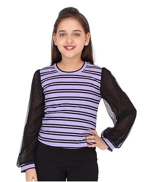 Cutecumber Striped Full Sleeves Top - Purple