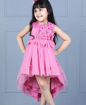 Babyhug Sleeveless Party Wear Floral Embellished - Pink