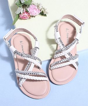 Pine Kids Sandals With Velcro Closure - White