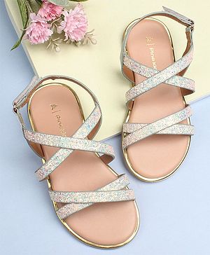 Pine Kids Party Wear Shimmered Sandals - Teal Green