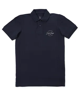 Jack & Jones Junior Half Sleeves T-Shirt Logo Print - Dark Blue