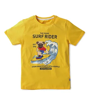 Jack & Jones Junior Half Sleeves T-Shirt Graphic Print - Yellow