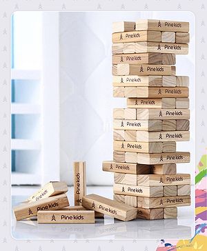 Pine Kids Premium 54 Blocks Wooden Stacking & Tumbling Tower Game for Kids |Tumbling Tower Game for Kids| Challenging Balancing Puzzle Game | BIS Certified | Birthday Gift | 5 Years+