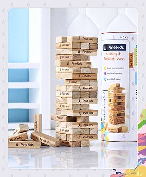 Pine Kids Premium 39 Blocks Wooden Stacking & Tumbling Tower Game for Kids |Tumbling Tower Game for Kids| Challenging Balancing Puzzle Game | BIS Certified | Birthday Gift | 3 Years+