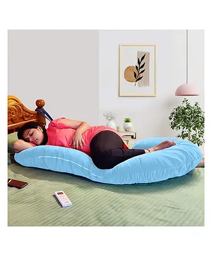 Quilt Comfort C Shape Maternity Pillow - Earthly Blue