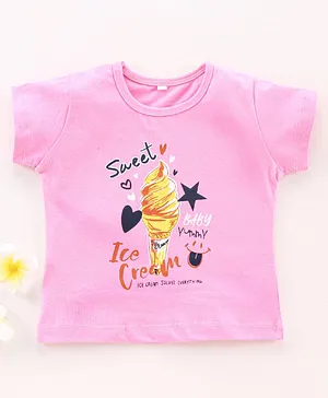 Enfance Core Short Sleeves Ice Cream Print Tee - Pink