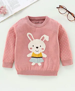 ToffyHouse Full Sleeves Pullover Sweater Bunny Design - Pink