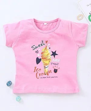 Enfance Core Short Sleeves Ice-Cream Printed Tee - Pink