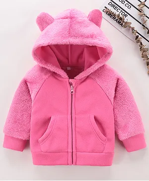 Kookie Kids Raglan Sleeves Hooded Sweat Jacket - Pink